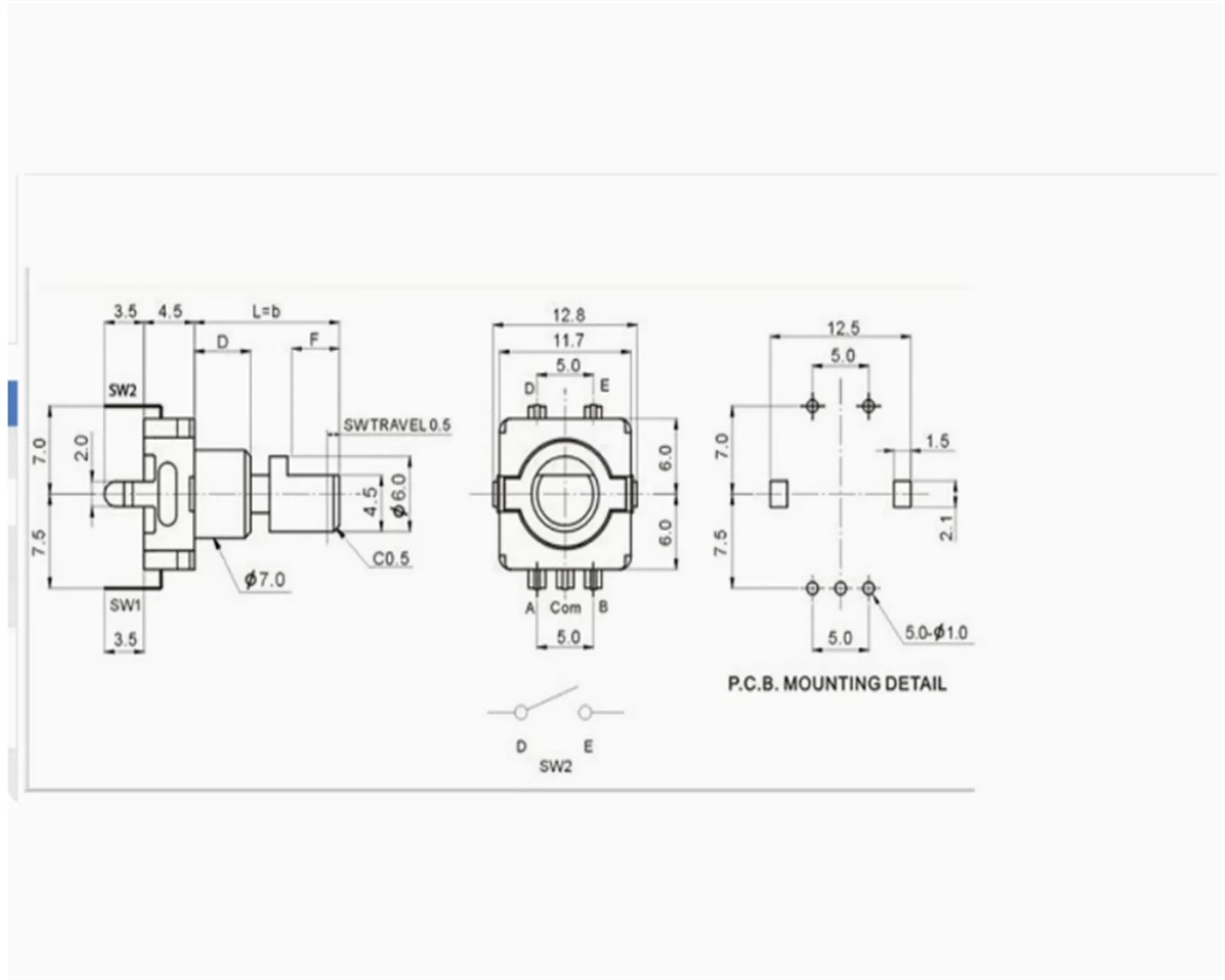 2PCS Sunway EC11 encoder with switch car navigation DVD volume switch 30 positioning 15 pulse axis length 15