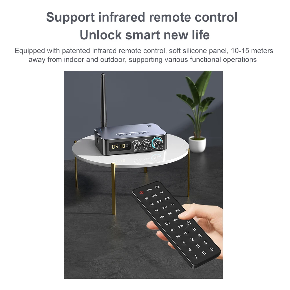 M9/M9Pro 오디오 송신기 리시버, 블루투스 5.1, 무선 음악 어댑터, U 디스크/TF 카드, FM 라디오 플레이어, DSP 컨버터, 1200mAh