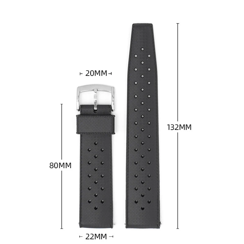 Classic Tropical Style FKM Watch Strap - Premium Replacement Watchband Bracelet Belt