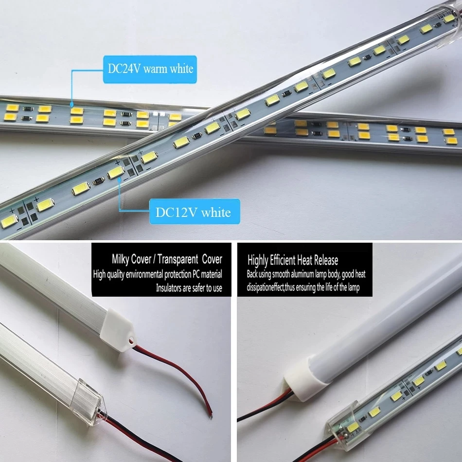 330X15MM Wholesale DC12V/24V 24/48 LED Light Strip Hard Rigid Strip Bar  Light Aluminium shell+pc cover 5730 Lights Strip For DIY