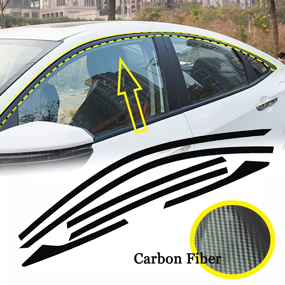 クロ削除ウィンドウトリム用ブラックアウト、カーボンファイバー直接交換、ホンダシビックセダン16-20、カーアクセサリー