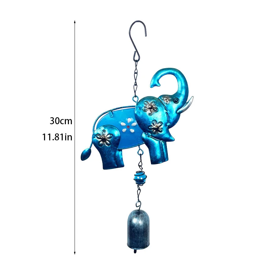 Cute Blue Elephant Bell Wind Chime Gentle Style Indoor Wall Outdoor Courtyard Terrace Porch Hanging Decoration Birthday Valentine's Day Housewarming Gift