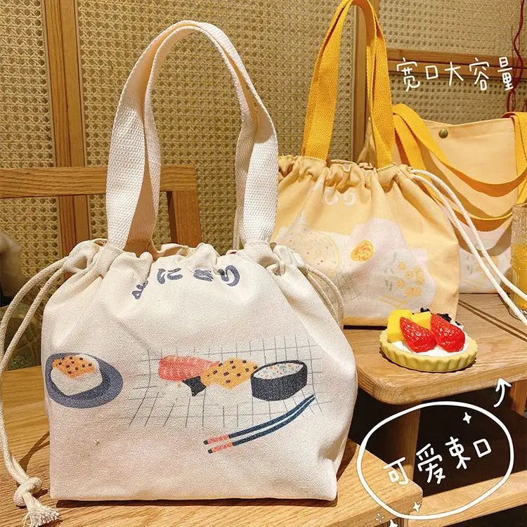 

Japanese Style Lunch Bags Thermal Women Picnic Bento Box Thermo Pouch Fresh Keeping Food Container Canvas Lunch Picnic Bags