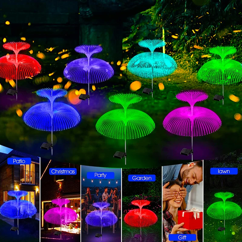 Solar Double Jellyfish Pathway Lights LED Garden Decor