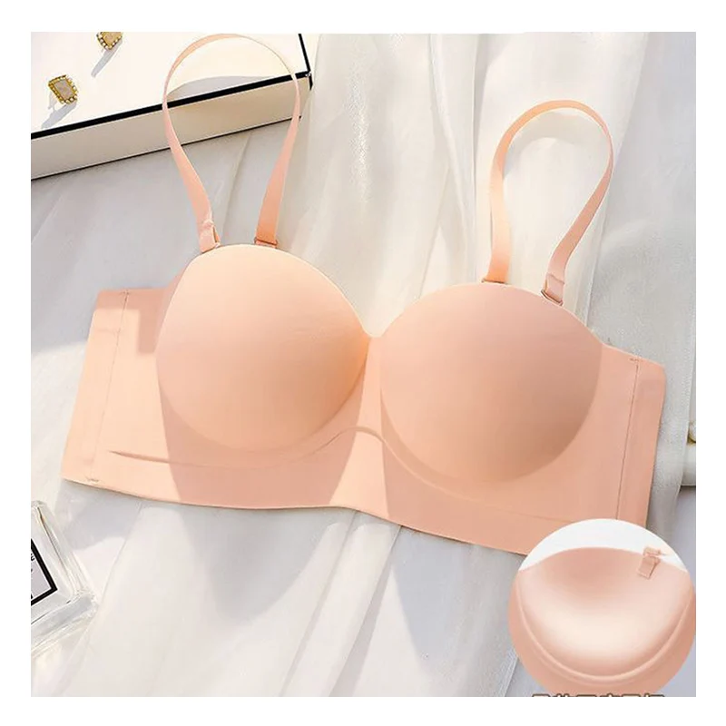 Strapless Bras for Women Gathered Comfort Soft Wire Free Brasieres Female Invisible Backless Bralette Detachable Straps Sexy Bra