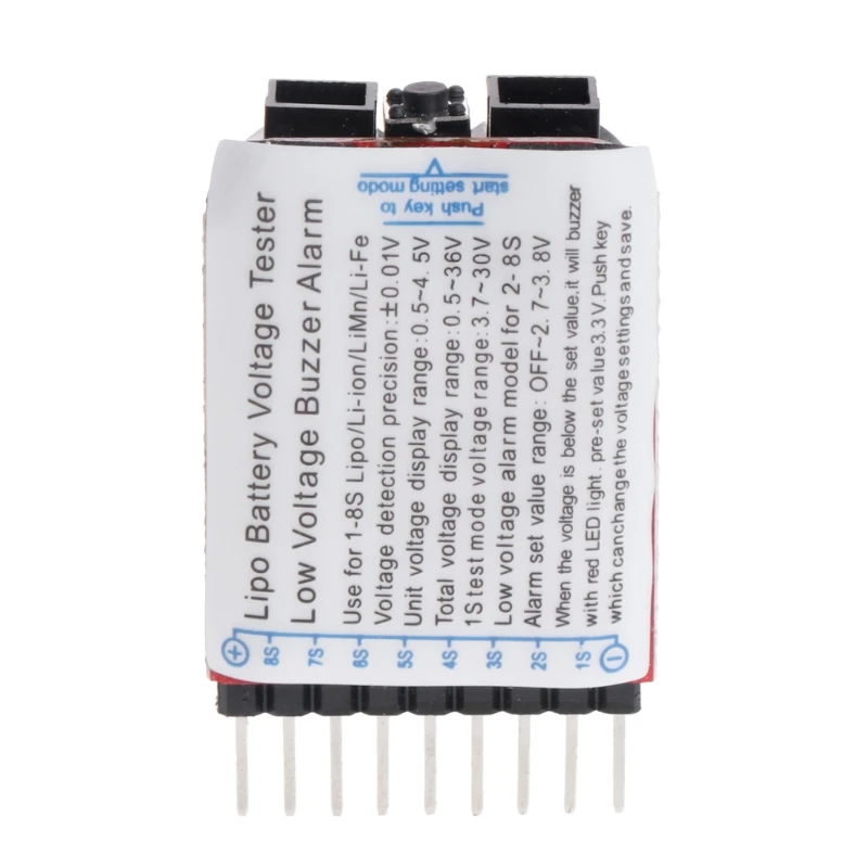 2 in 1 Li-ion RC Lipo Battery Low Voltage Alarm 1S-8S Buzzer Indicator Checker Tester LED Display Board Module Compact 5