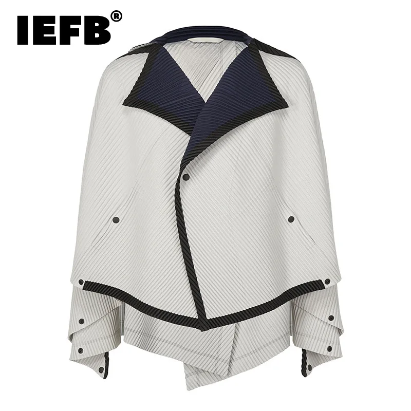 

IEFB Trend New Men's Pleated Jackets 2023 Niche Design Stripe Loose Casual Windbreaker Coat Fashion Male Fold Outerwear 9C2944