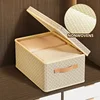 1pc Fabric Foldable Clothes & Quilt Storage Box With Lid Thickened PP Plate For Household & Dormitory Use 3