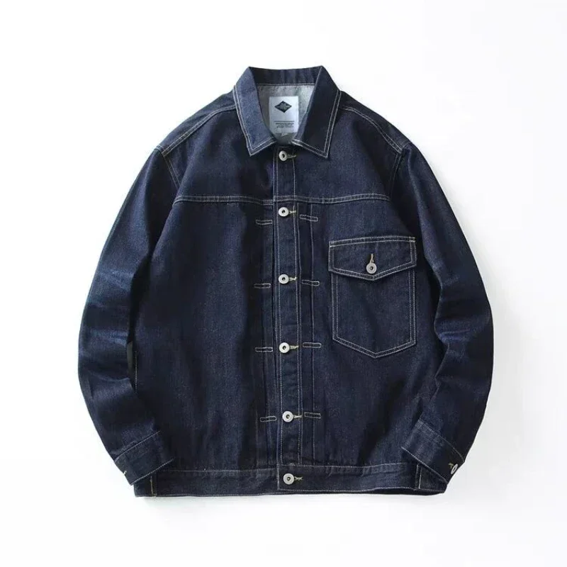 thumbnail image 1 of Abrigo de jeans para hombre con bordado Chaquetas de mezclilla para hombre Azul Hombros anchos Alta calidad Talla L Estilo coreano Diseñador Corea Y2k G, 1 of 5