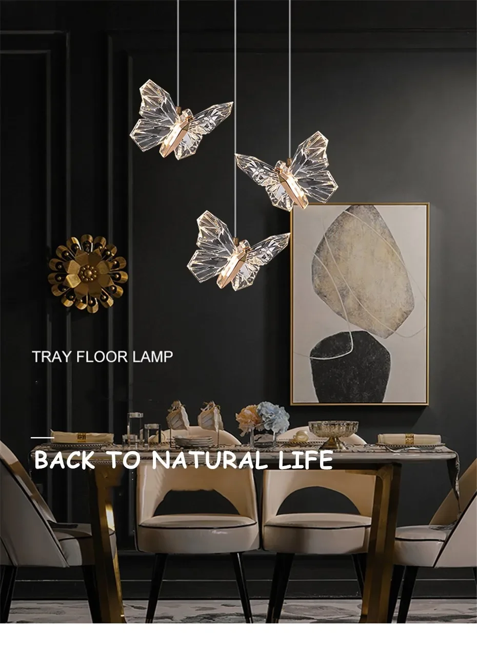 Description Picture 2 of itemCrystal Butterfly Lamp Nordic Luxury Crystal Staircase Chandelier for Hotel Lobby Butterfly Art Lighting Decoration