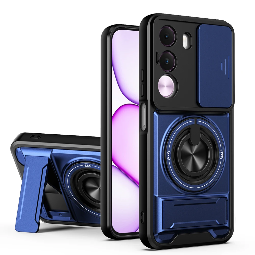 Shockproof Armor Magnetic Ring Holder Case - Enhanced Protection Back Shell