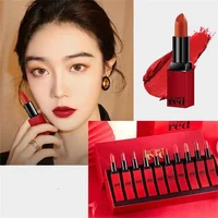 10pcs/set Retro Liquid Velvet Matte Lip Gloss Red Lipstick Nude Makeup Women Long Lasting Waterproof Beauty Box Cosmetics Gift 1