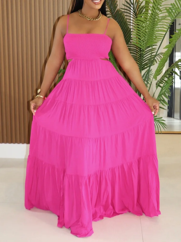 Wmstar Dresses Women Wholesale Backless Casual Sweet Suspender Sleeveless Elegant Long Dress New in Summer Drop Shopping 2025