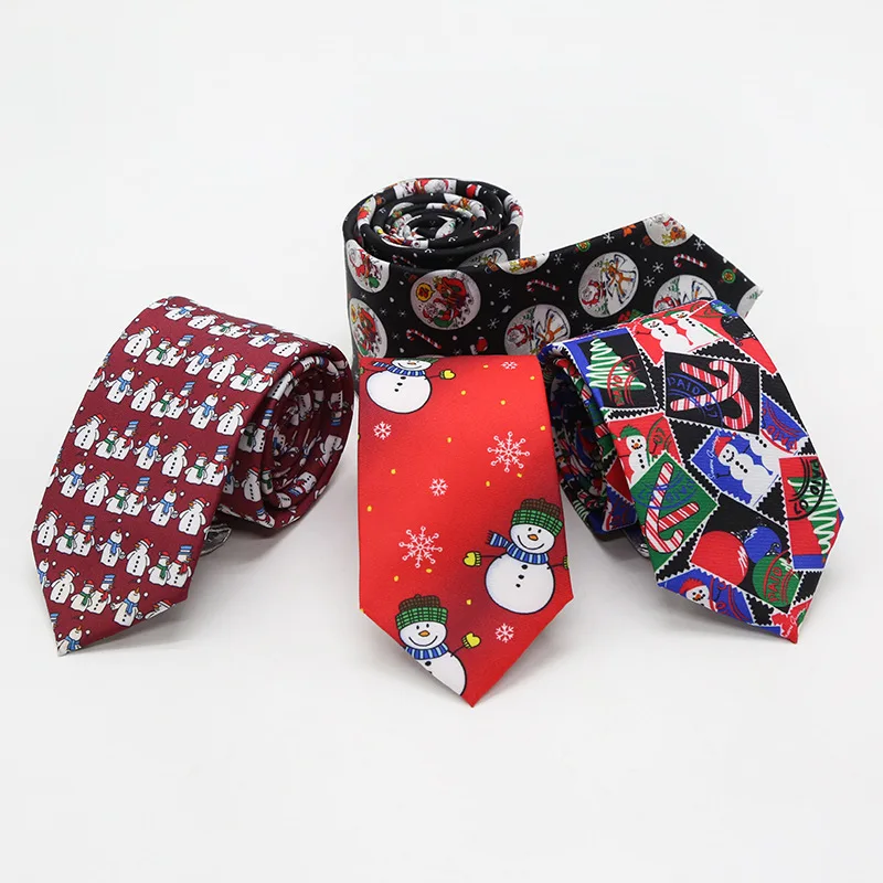 

7cm Christmas Ties Free Shipping For Men Women Red Santa Claus Christmas Tree Snowflake Elk Celebration Party Neckties