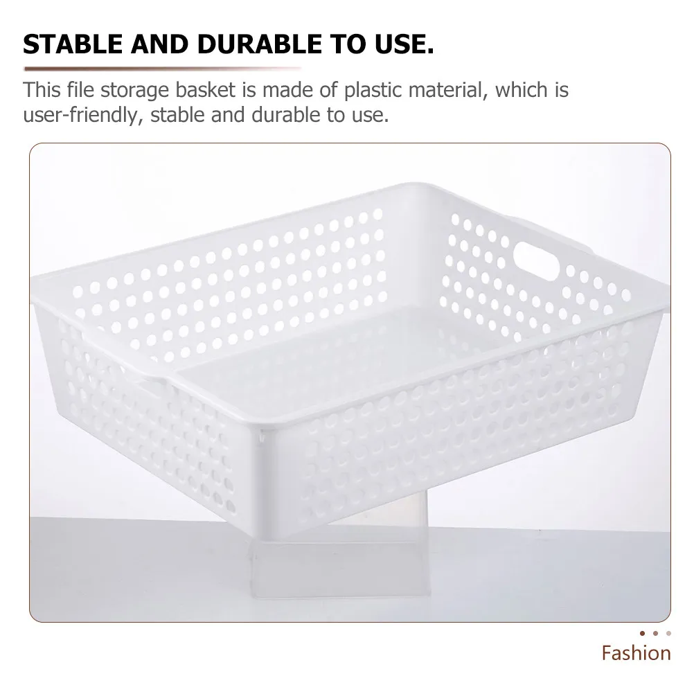 4Pcs 플라스틱 파일 정리함 바구니 대용량 매끄러운 표면 사무실 학교 홈 교실을 위한 간편한 청소 데스크탑 스토리지