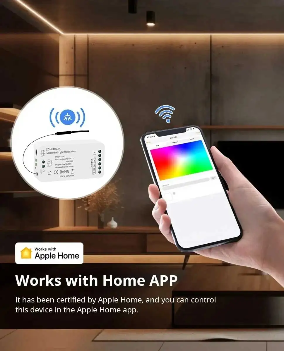 Matter RGBCCT Led Strip Light Driver 12V 24V DC Smart Controller Homekit Smartth