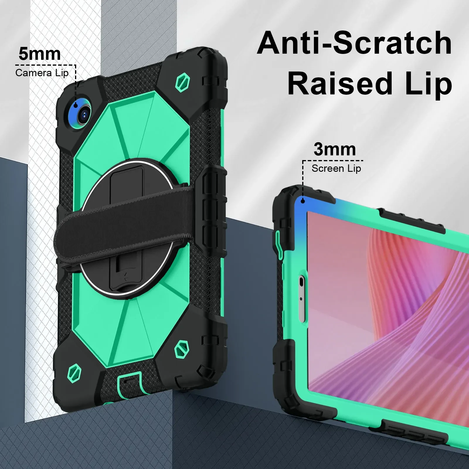 Heavy Duty Rugged Protective Silicone Tablet Case with Strap