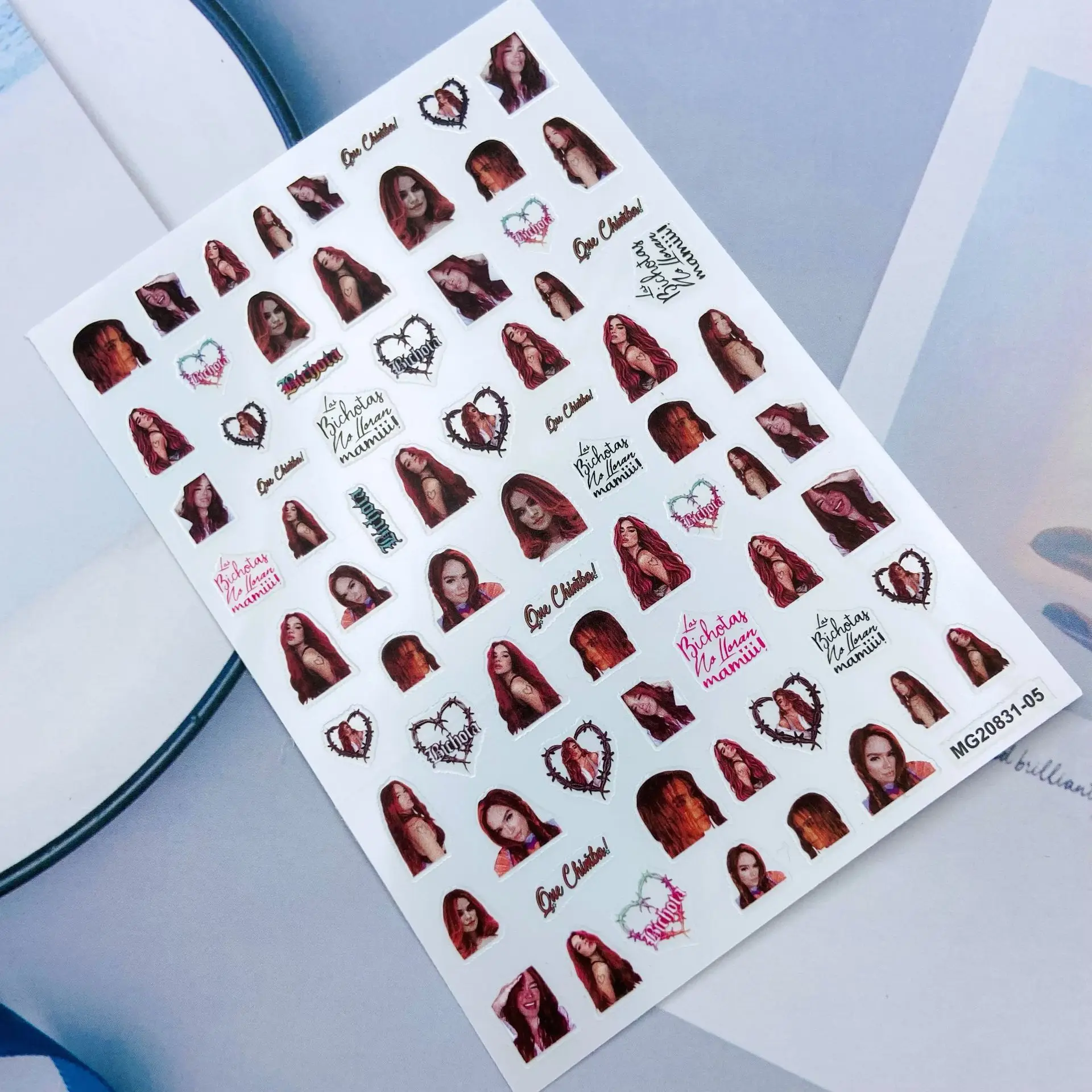 Karol G Nail Stickers Back Glue Adhesive Dry Nail Decals Art Manicure Women Beauty Care Decors