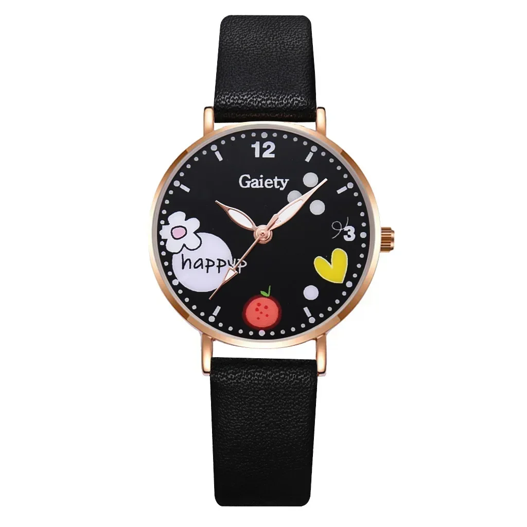 Kids Watches Pink Cute Children's Wristwatch Cartoon Pattern Quartz Watch Set for Girls Fashion Students' Clock Relogio Feminino 6