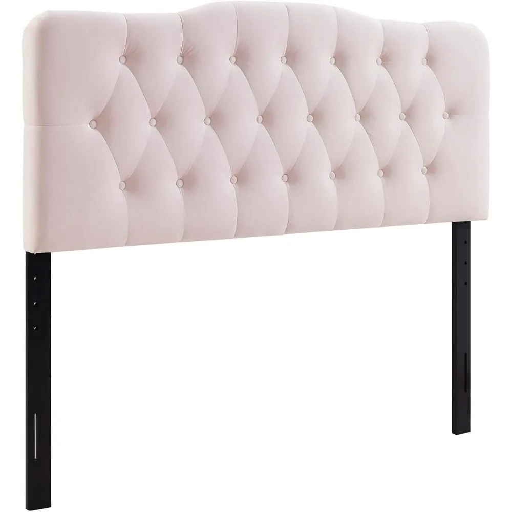 Headboard,Modern Blush Pink Velvet Tufted Headboard, Full Headboards