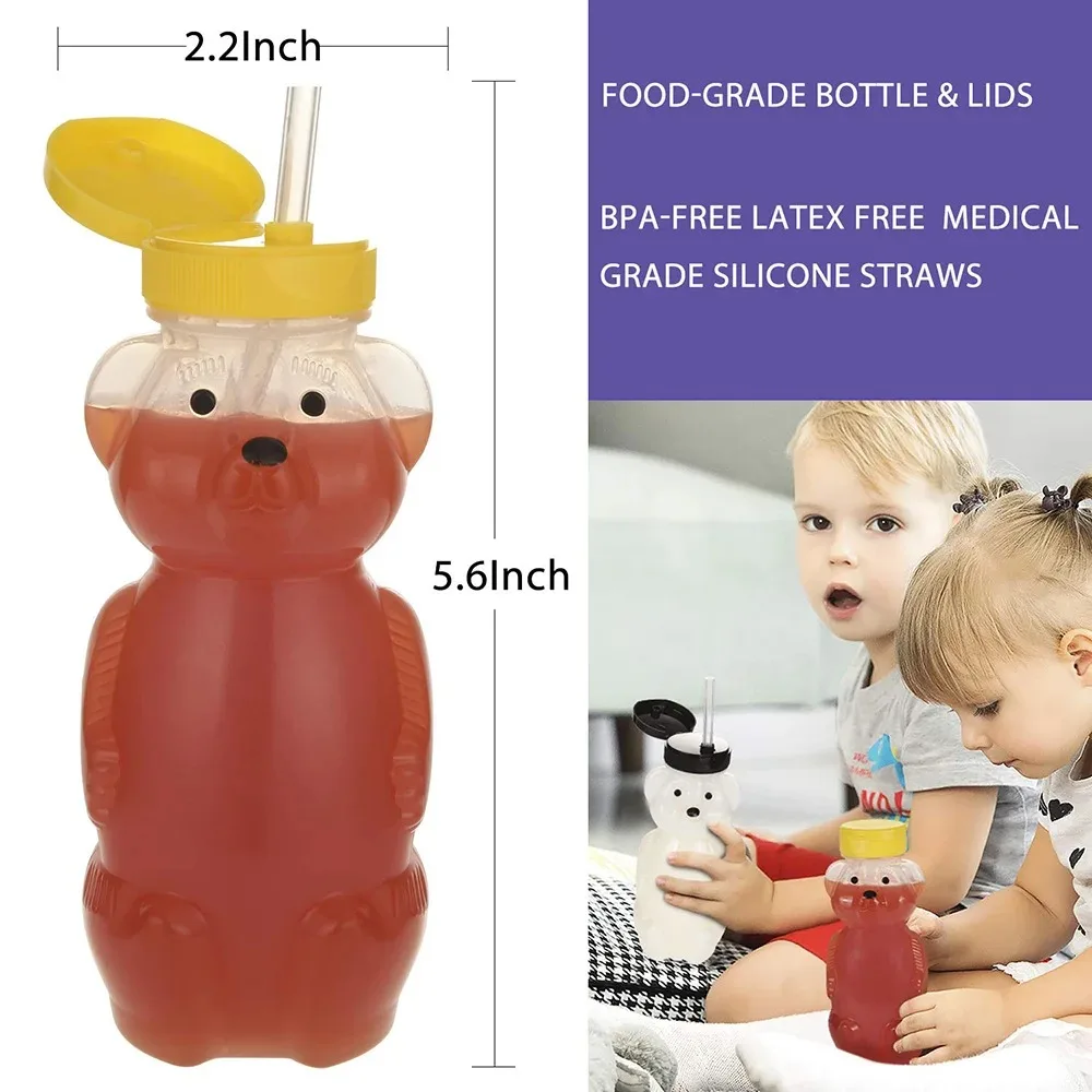 Honey Bear Straw Cups for Babies with Flexible Straws 8 OZ Sippy Bottles Food-Grade & BPA Free