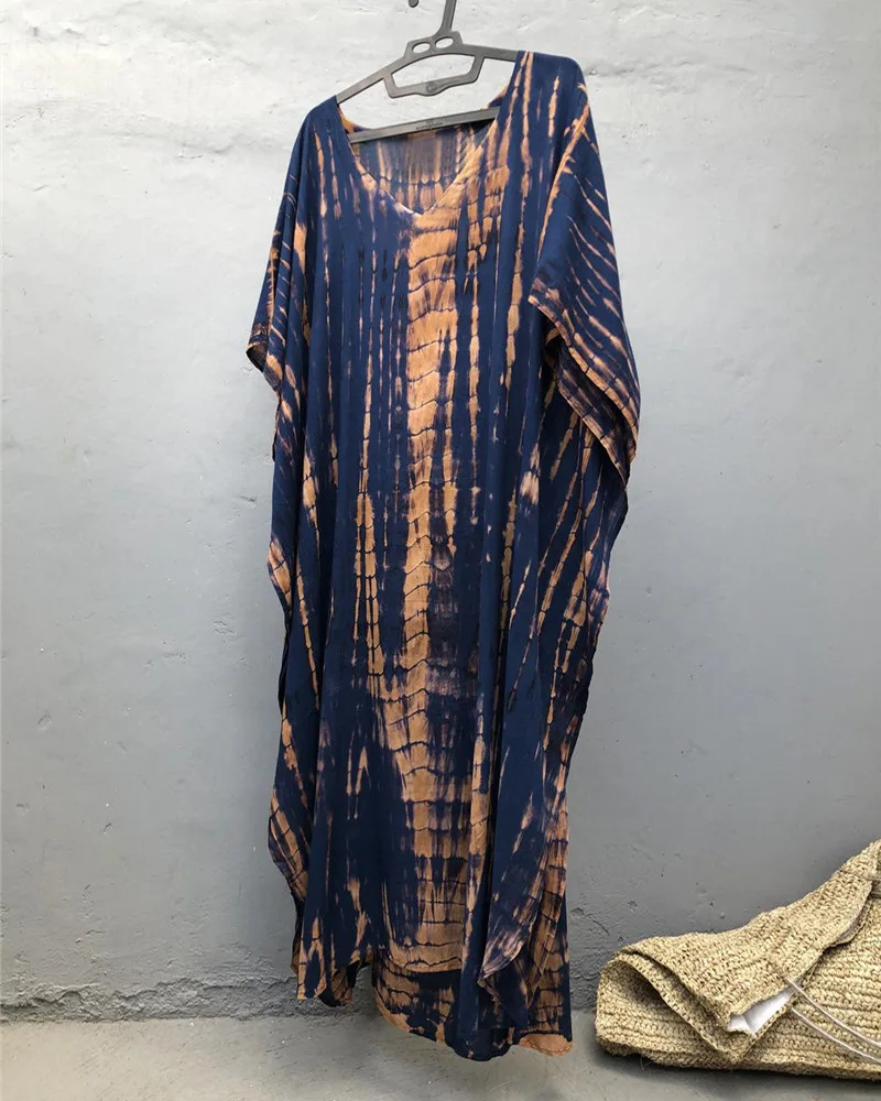 Fashion Casual Striped Print Long Dresses Women Bohemian V-neck Bat Sleeve Loose Slit Beach Dress Summer New Beachwear Vestidos 155 Fashion Casual Striped Print Long Dresses Women Bohemian V-neck Bat Sleeve Loose Slit Beach Dress Summer New Beachwear Vestidos