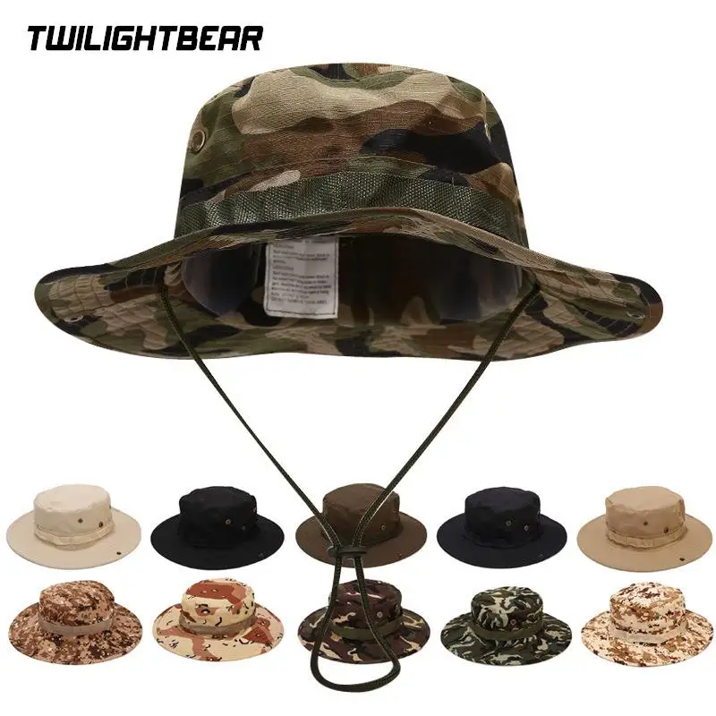 Fisherman Hat Bucket Hats Outdoor Camouflage Boonie Hat Hunting Hiking Fishing Climbing