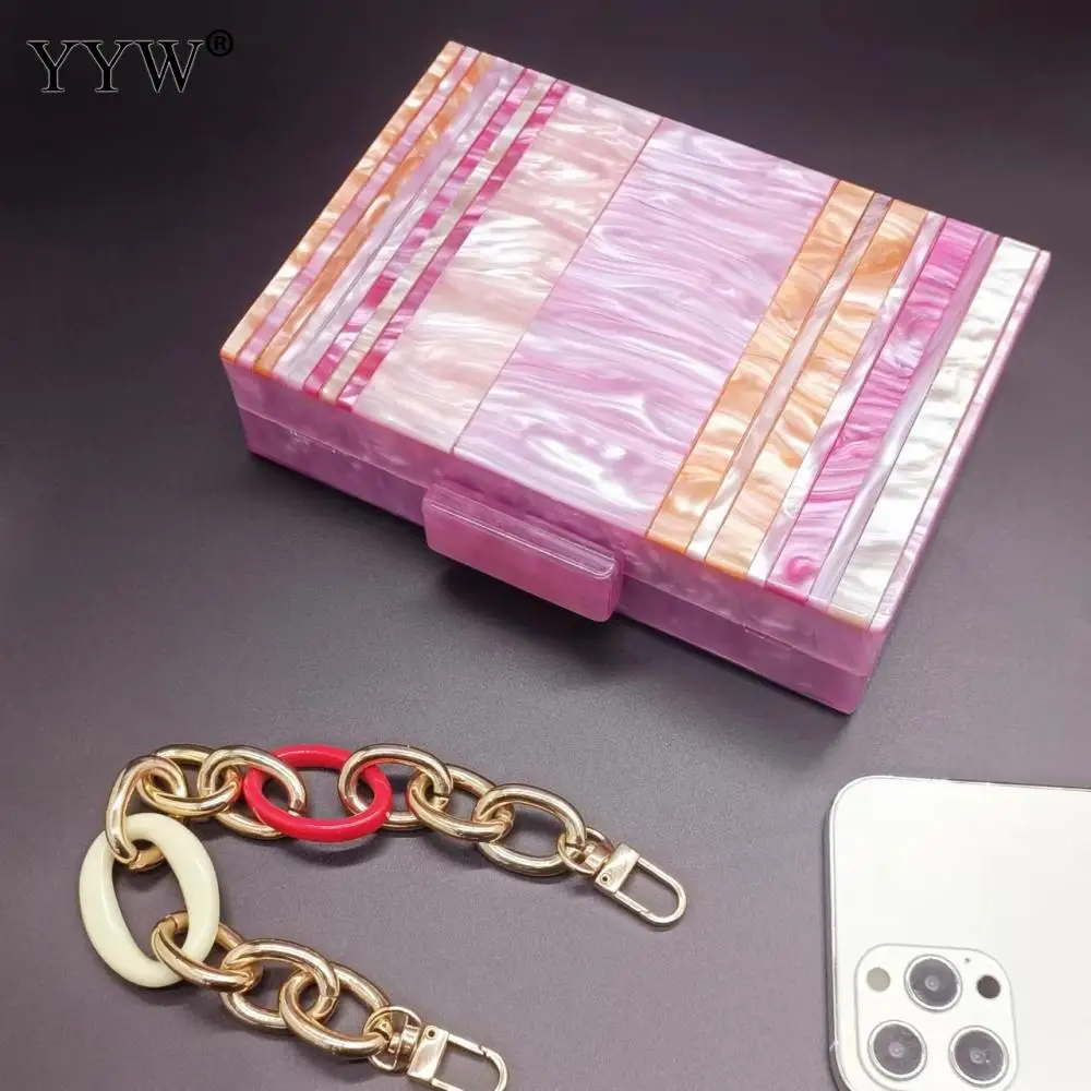 Luxury Design Handbag Brand Acrylic Evening Bag Women Chic Clutch Purse Party Patchwork Crossbody Multicolor Glitter Mini Wallet