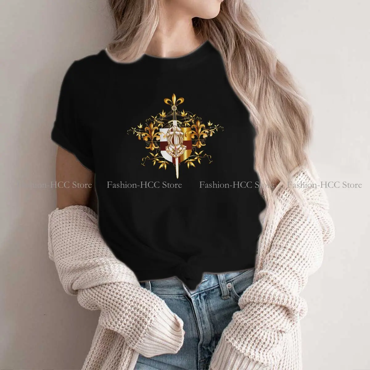 Scudo Simbolo Spada Medievale Emblema Ordine Segreto Più Nuove Magliette In Poliestere Templare Cavaliere Femminile Harajuku Top T Shirt Girocollo