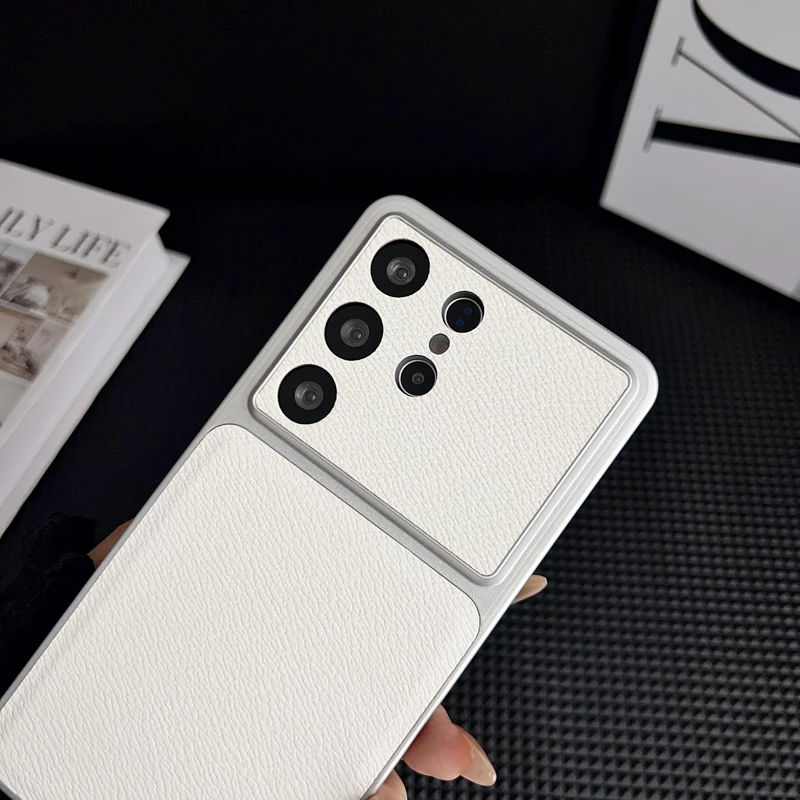 Samsung Galaxy Solid Color Shockproof Leather Case - Durable Back Cover