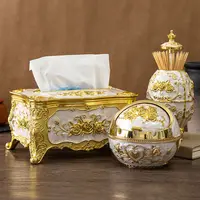 Home living room, office, tissue storage box, Toothpick box, European light luxury pressing toothpick container, tissue box set 1
