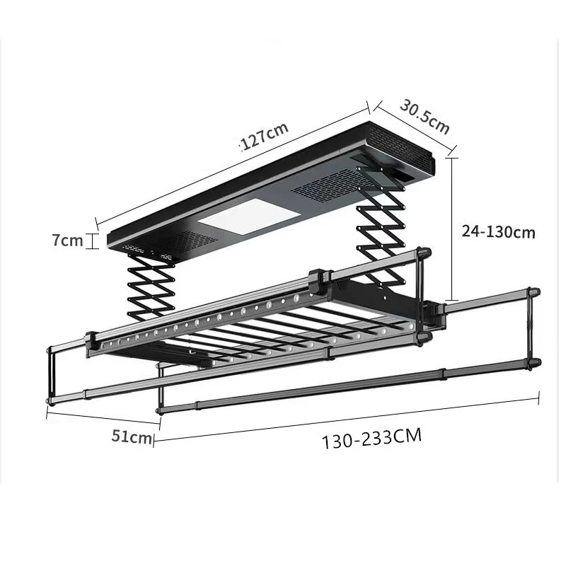 Tk-9002 Intelligent Electric Drying Rack Balcony Automatic Remote Control  Lifting Telescopic Clothes Drying Machine 220v 1200w - Drying Racks -  AliExpress
