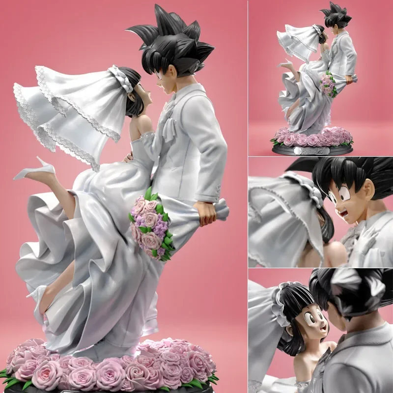 

New 31cm Anime Dragon Ball Action Figure Dragon Ball Son Goku and Chichi Marry Wedding Decoration Collectible Model Toys Gifts