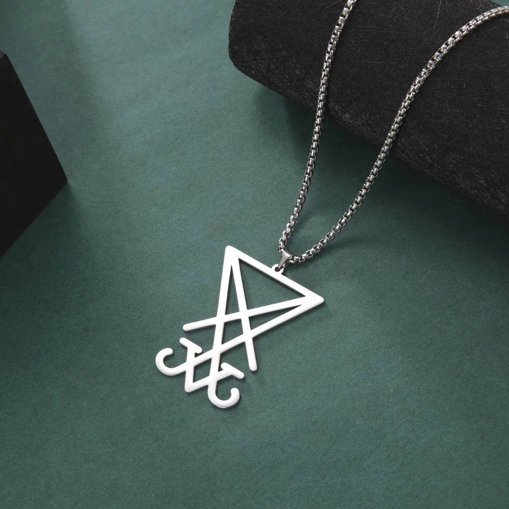 Silver Color Pentagram Necklace Set: Stainless Steel Long Chain Choker For Men, Gothic And Wiccan Jewelry From Musuo08, $19.53