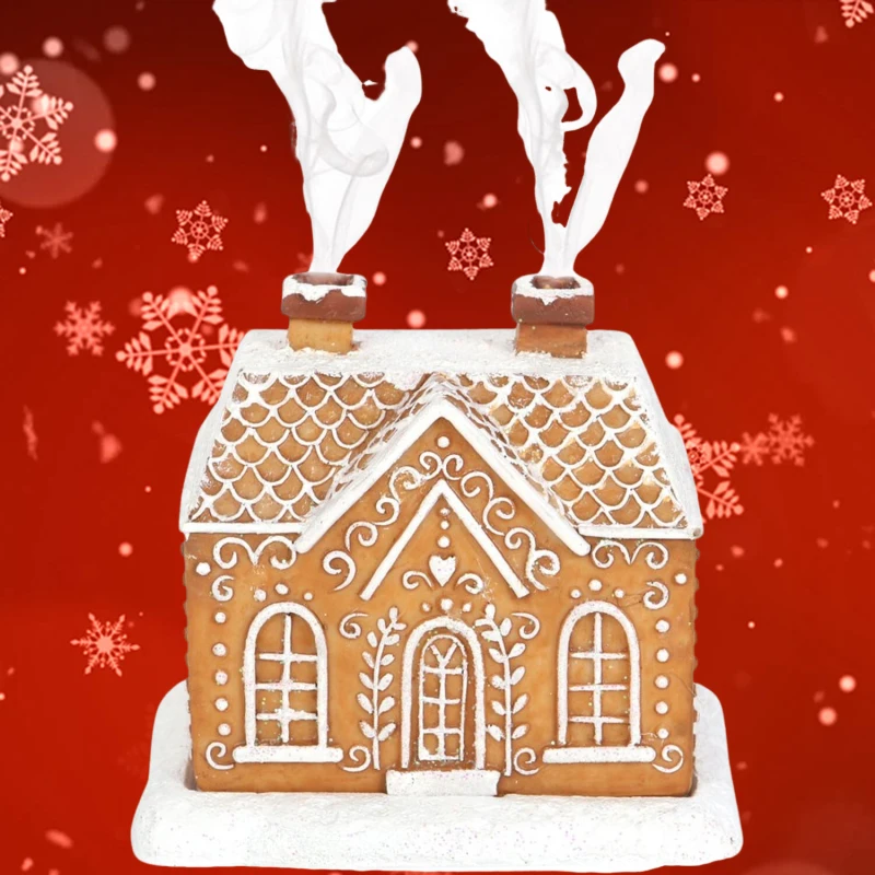 

Handmade Gingerbread House Incense Burner Resin Craft Christmas Cabin Snowhouse Incense Cone Burner House Christmas Decorations