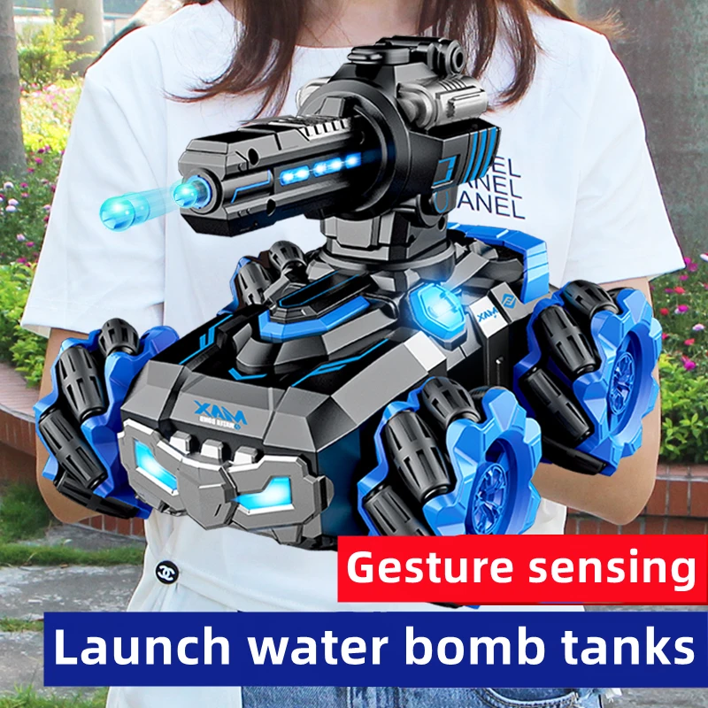 

RC Spray Tank Car Gesture Control Water Bomb Shooting Tank 2.4 G Remote Control 4WD Drift Stunt Car Electric Toys for Boy Gift