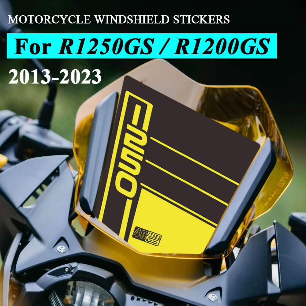 Motorcycle Windshield Sticker Motorbike Windscreen Decal For BMW R1250GS R1250 GS R 1200GS Adventure 40th Triple Black 2013-2023