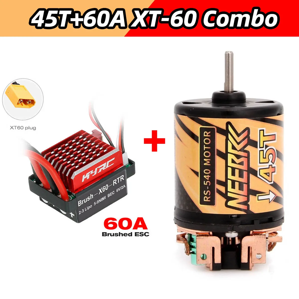 High-Performance RC Car Brushed Motor & ESC Combo for Crawlers