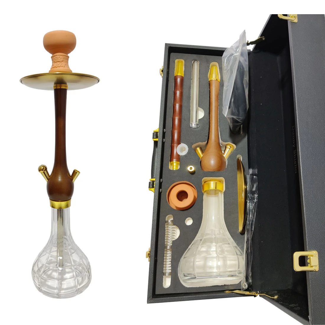 

Arabic Travel Hookah Set, Wooden Leather Case, Shisha, Genuine Luxury Mousse, Narghile Bar, KTV, Pipe Gift for Boyfriend