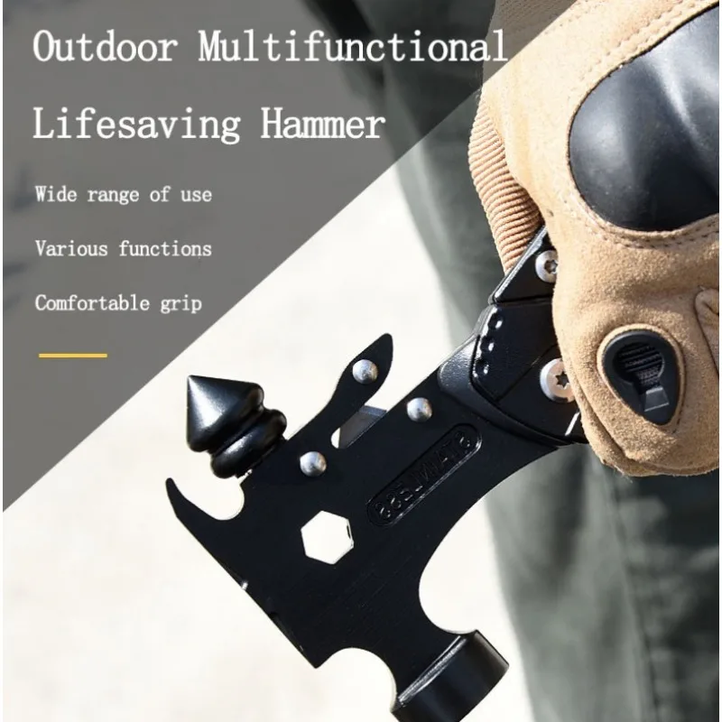 

Многофункциональный молоток для кемпинга на открытом воздухе, ударное оборудование, портативный нож из нержавеющей стали, инструмент, спасательный молоток для автомобиля