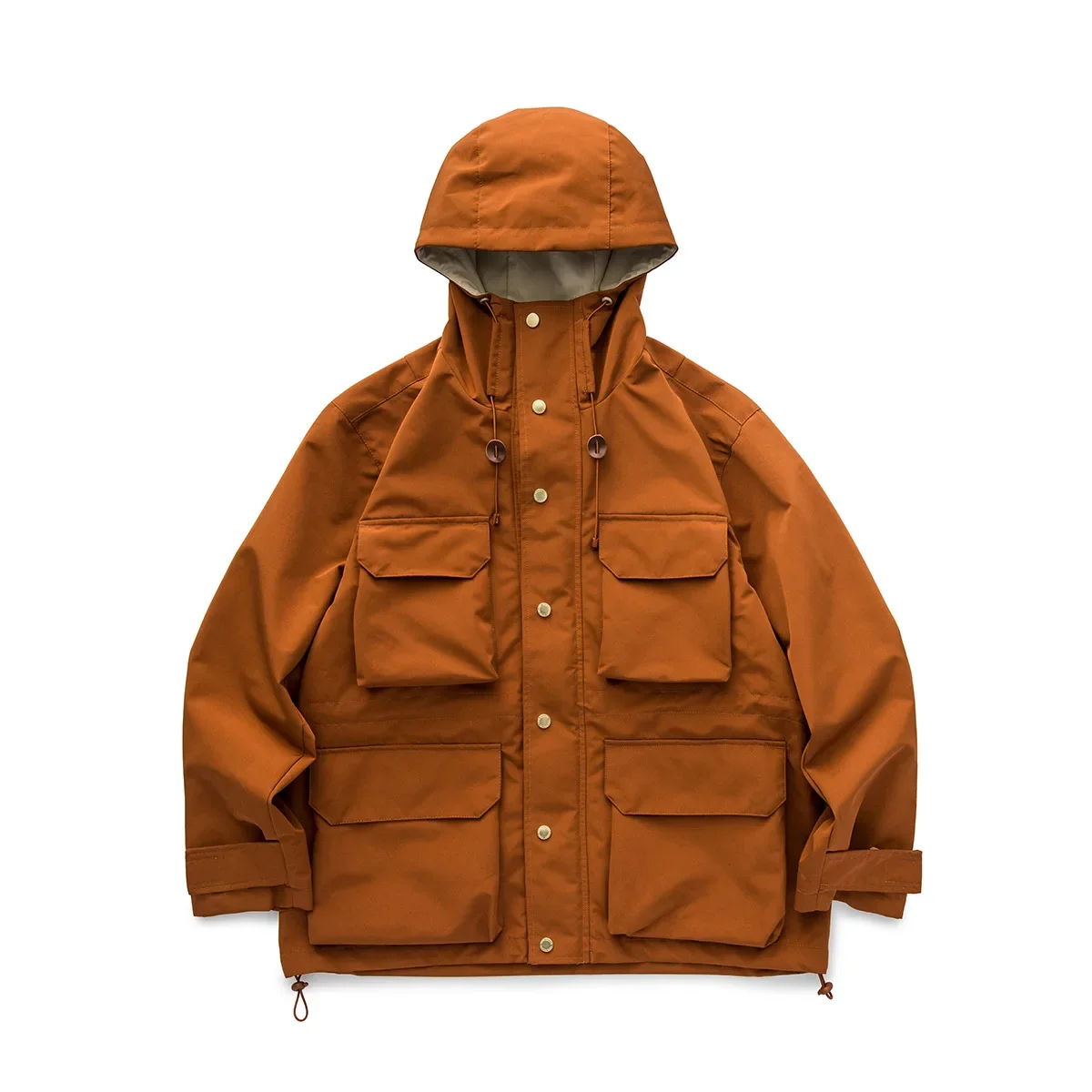 Orange Functional Outdoor Jacket Unisex High Quality Campus Casual Windproof Coats New Japanese Original Cargo Hooded Jacket