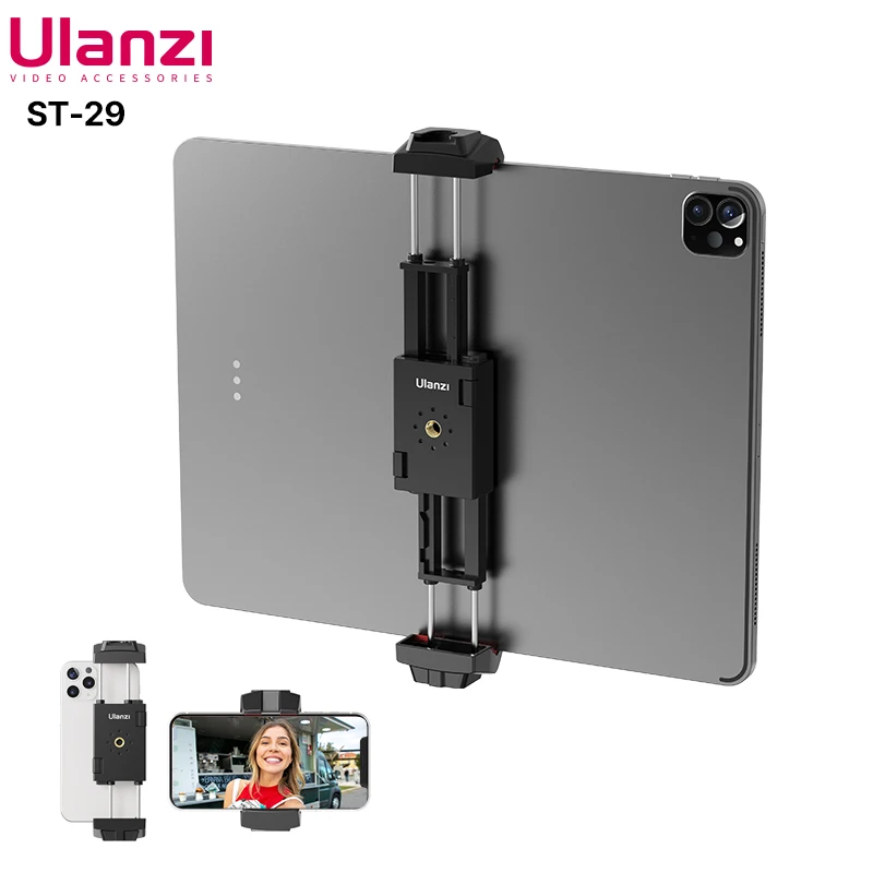 

Ulanzi ST-29 Universal Tablet Tripod Mount Stand Phone Holder w Cold Shoe For iPhone iPad Air Pro Horizontal Vertical Shooting