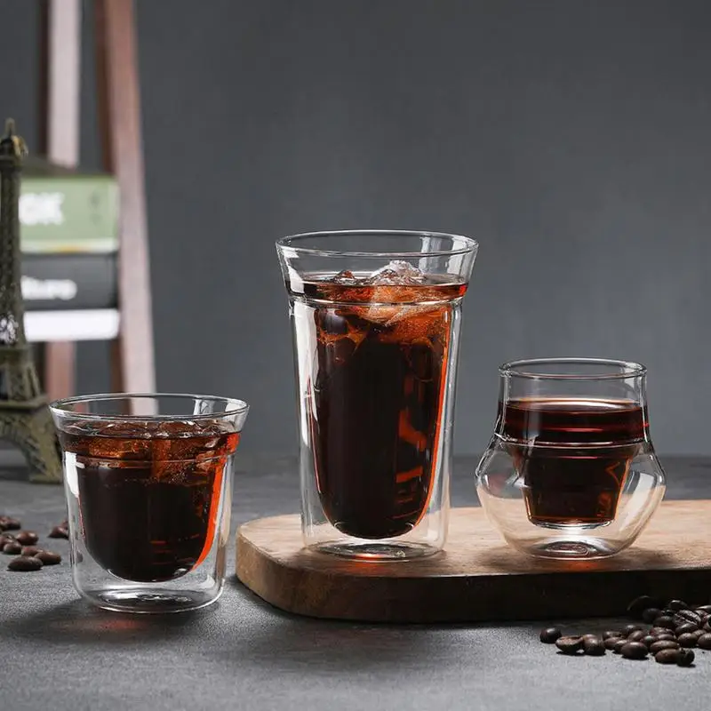 

Double Glass Coffee Cup Clear Heat Resistant Latte Mug Borosilicate Thermal Insulated Cappuccino Shot Mug Kitchen Drinkware