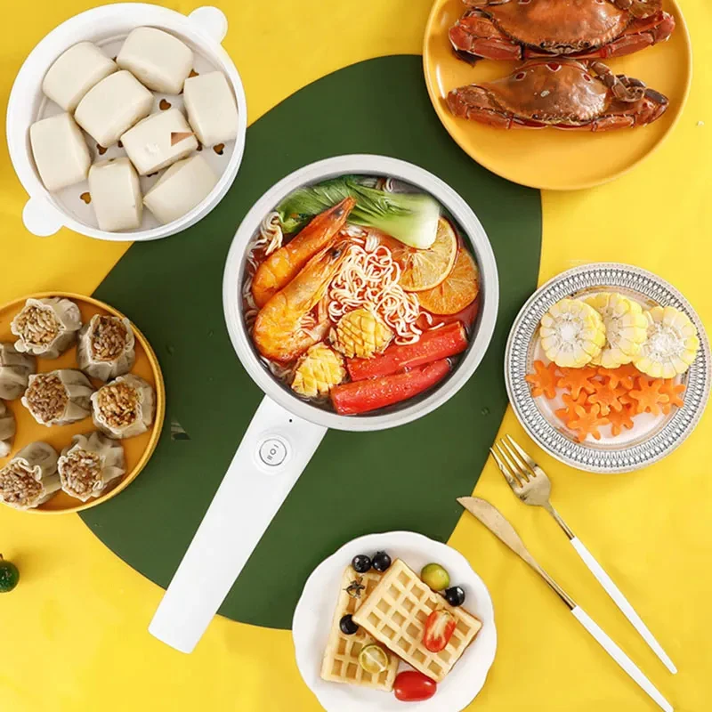1.8L Multi-Functional Electric Pan, 600W 2 In 1 Instant Noodles Pot ,Non-Stick Kitchen Cooking Utensils Frying Household Cooker 3