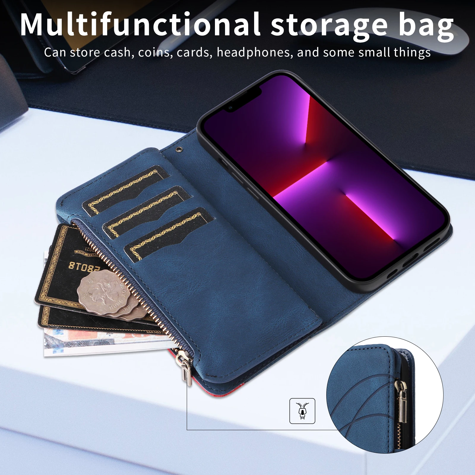 Enhanced Storage Compartment Wallet Case -  Flip Phone Cover