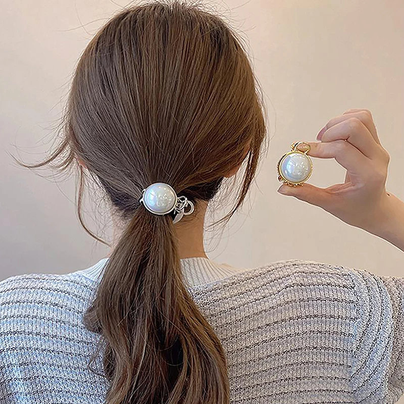 

Round Pearl Small Hair Claw Half-Tie Ball Head Hairpin High Ponytail Hair Styling Hair Clip For Women Elegant Hair Accessories