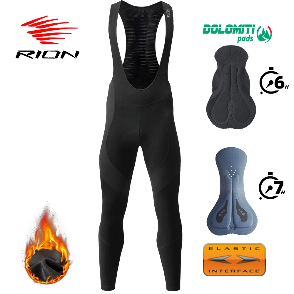 RION-pantalones térmicos largos de ciclismo para hombre, ropa para bicicleta de montaña, mallas acolchadas, 6H, 7H, 0 °-15 ℃