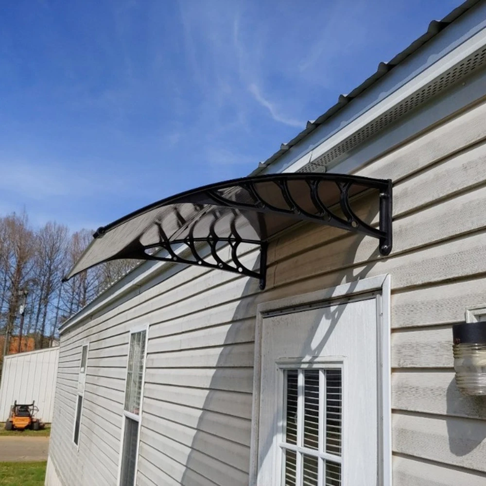 

100*96cm Awning Door Canopy Awning Window Shelter Front Back Porch Awnings Board Outdoor Door Shade Cover Brown