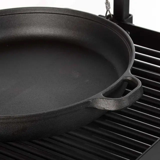 Argentine-Inspired Santa Maria Fire Grill by Titan Great Outdoors, featuring Adjustable Grate, Cast Iron Skillet, and Flywheel C 5