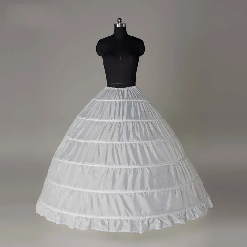 Women's 6 Hoop Skirt Crinoline Bridal Petticoat for Wedding Dress A-Line White Tulle Underskirt Floor Length Half Slips التنانير